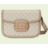 Replica Gucci Women Gucci Horsebit 1955 Small Shoulder Bag Beige/Ebony GG Supreme Canvas Leather 14