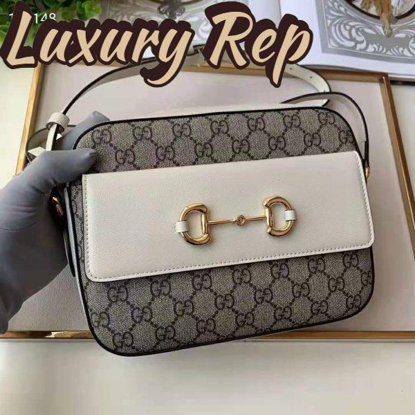 Replica Gucci Women Gucci Horsebit 1955 Small Shoulder Bag Beige/Ebony GG Supreme Canvas Leather 5