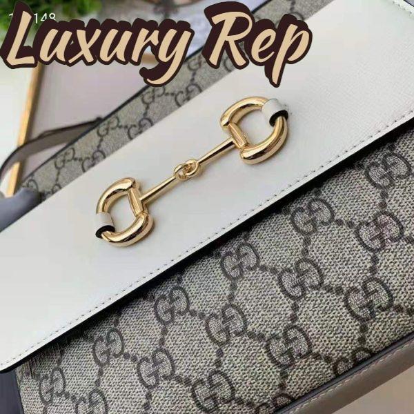 Replica Gucci Women Gucci Horsebit 1955 Small Shoulder Bag Beige/Ebony GG Supreme Canvas Leather 9