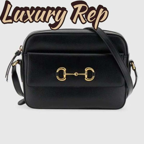 Replica Gucci Women Gucci Horsebit 1955 Small Shoulder Bag Black Textured Leather