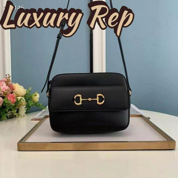 Replica Gucci Women Gucci Horsebit 1955 Small Shoulder Bag Black Textured Leather 3