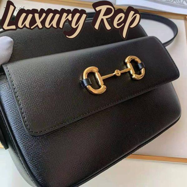 Replica Gucci Women Gucci Horsebit 1955 Small Shoulder Bag Black Textured Leather 5