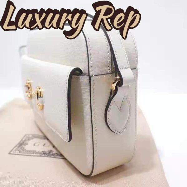 Replica Gucci Women Gucci Horsebit 1955 Small Shoulder Bag Dark Red Leather White Textured Leather 6
