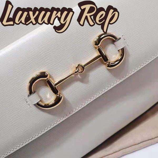 Replica Gucci Women Gucci Horsebit 1955 Small Shoulder Bag Dark Red Leather White Textured Leather 9
