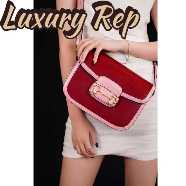 Replica Gucci Women Gucci Horsebit 1955 Small Shoulder Bag Dark Red Leather 14