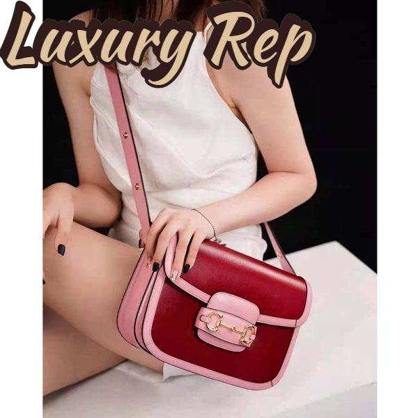 Replica Gucci Women Gucci Horsebit 1955 Small Shoulder Bag Dark Red Leather 17