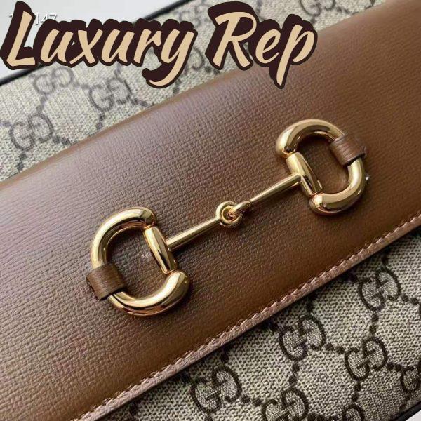 Replica Gucci Women Gucci Horsebit 1955 Small Shoulder Bag GG Supreme Canvas Brown Leather 5