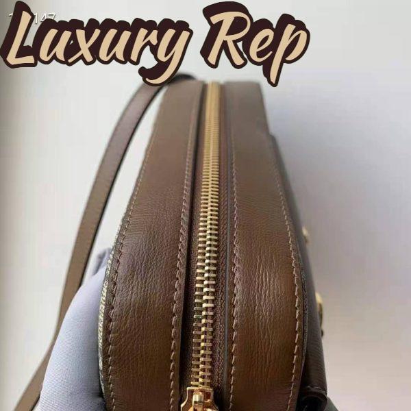 Replica Gucci Women Gucci Horsebit 1955 Small Shoulder Bag GG Supreme Canvas Brown Leather 6