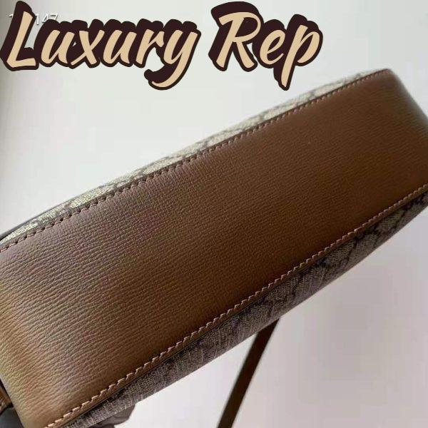Replica Gucci Women Gucci Horsebit 1955 Small Shoulder Bag GG Supreme Canvas Brown Leather 7