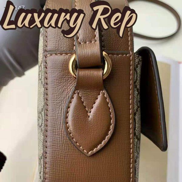 Replica Gucci Women Gucci Horsebit 1955 Small Shoulder Bag GG Supreme Canvas Brown Leather 8