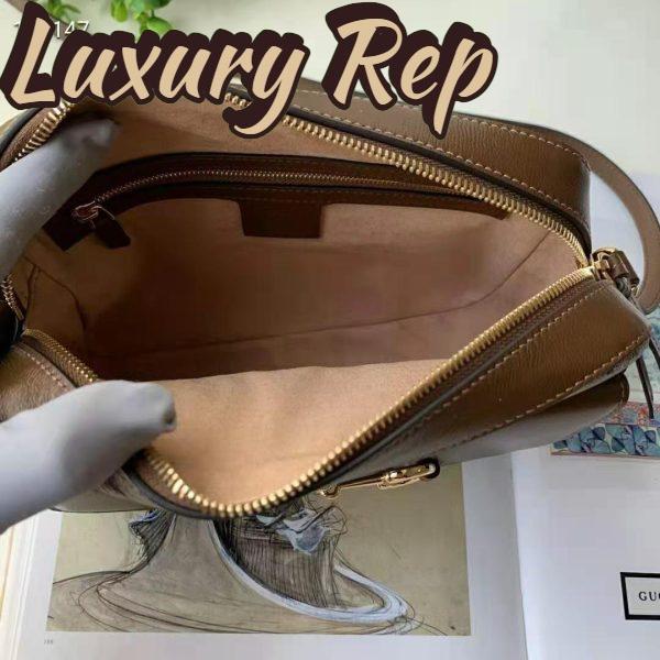 Replica Gucci Women Gucci Horsebit 1955 Small Shoulder Bag GG Supreme Canvas Brown Leather 9