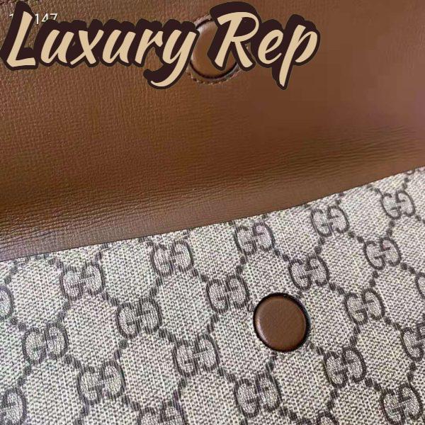 Replica Gucci Women Gucci Horsebit 1955 Small Shoulder Bag GG Supreme Canvas Brown Leather 12