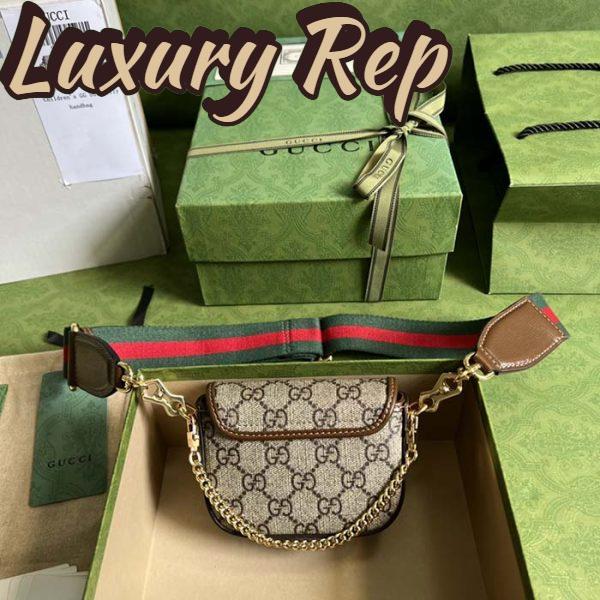 Replica Gucci Women Gucci Horsebit 1955 Strap Wallet Beige Ebony GG Supreme Canvas 5