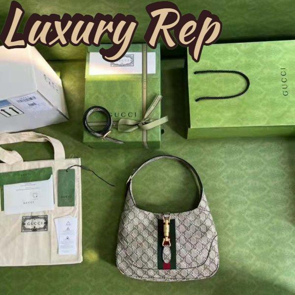 Replica Gucci Women Hacker Project Small Jackie 1961 Bag Beige GG Supreme Canvas 8