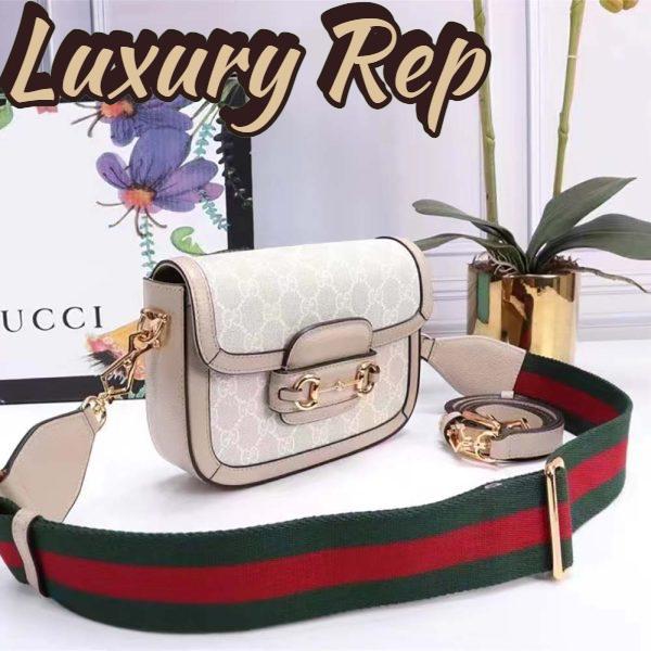 Replica Gucci Women Horsebit 1955 GG Mini Bag Beige White GG Supreme Canvas 5