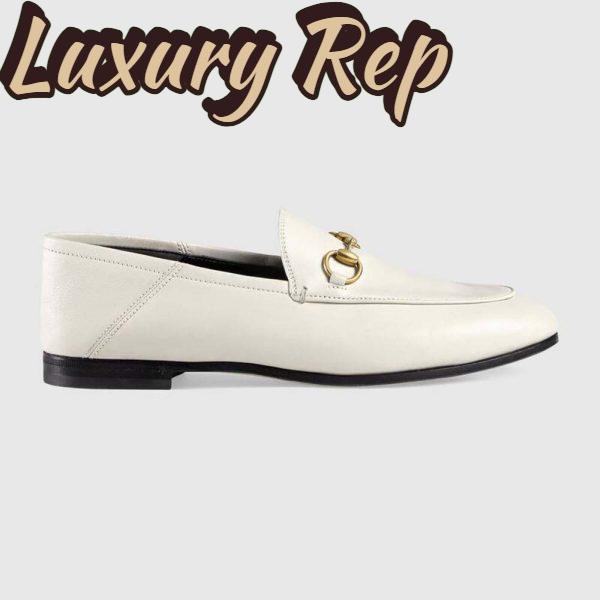Replica Gucci Women Leather Horsebit Loafer 1.3 cm Height-White 2