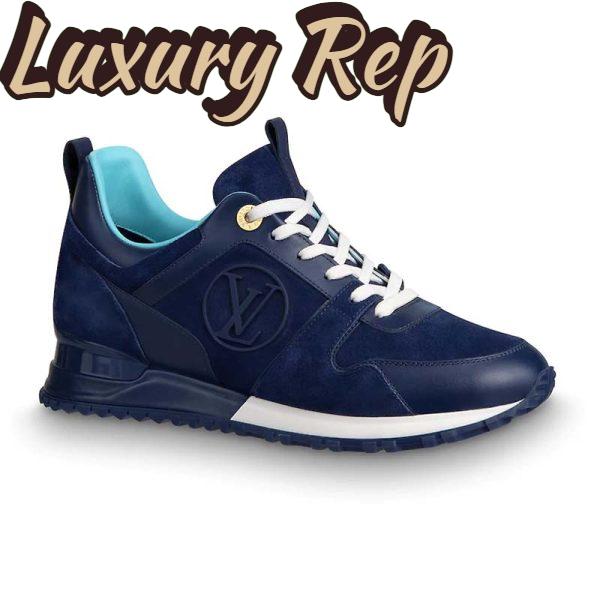 Replica Louis Vuitton LV Women Run Away Sneaker in Suede Calf Leather-Navy