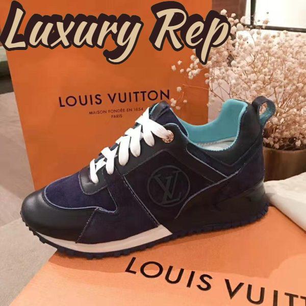 Replica Louis Vuitton LV Women Run Away Sneaker in Suede Calf Leather-Navy 7