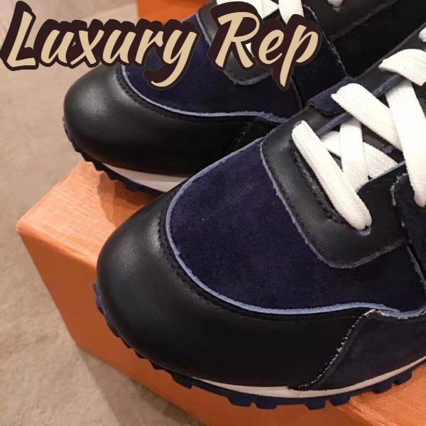 Replica Louis Vuitton LV Women Run Away Sneaker in Suede Calf Leather-Navy 9