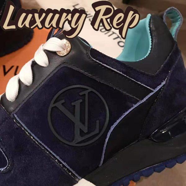 Replica Louis Vuitton LV Women Run Away Sneaker in Suede Calf Leather-Navy 10