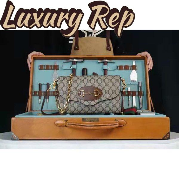 Replica Gucci Women Horsebit 1955 Small Bag Beige Ebony GG Supreme Canvas 3