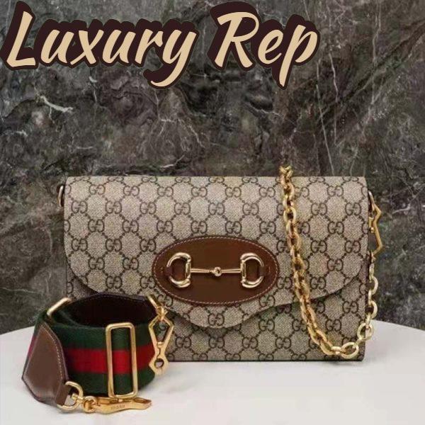 Replica Gucci Women Horsebit 1955 Small Bag Beige Ebony GG Supreme Canvas 4