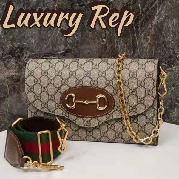 Replica Gucci Women Horsebit 1955 Small Bag Beige Ebony GG Supreme Canvas 5