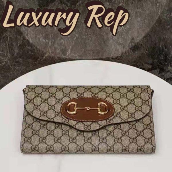 Replica Gucci Women Horsebit 1955 Small Bag Beige Ebony GG Supreme Canvas 7