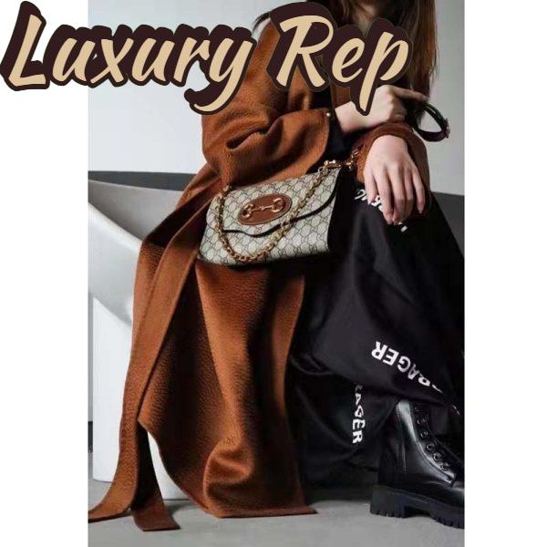 Replica Gucci Women Horsebit 1955 Small Bag Beige Ebony GG Supreme Canvas 12