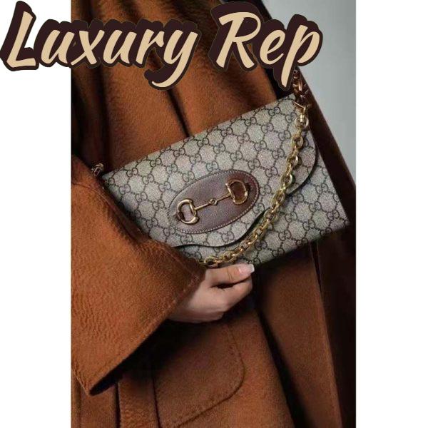 Replica Gucci Women Horsebit 1955 Small Bag Beige Ebony GG Supreme Canvas 13