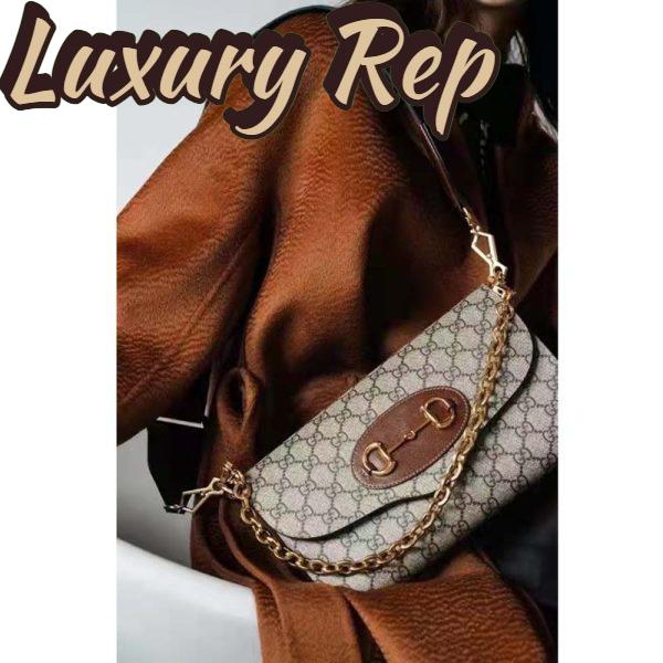 Replica Gucci Women Horsebit 1955 Small Bag Beige Ebony GG Supreme Canvas 14