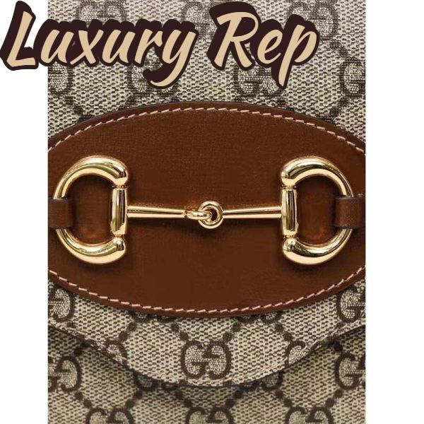 Replica Gucci Women Horsebit 1955 Small Bag Beige Ebony GG Supreme Canvas 16