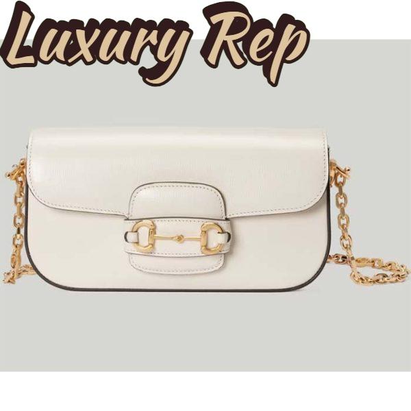 Replica Gucci Women Horsebit 1955 Small Shoulder Bag White Leather