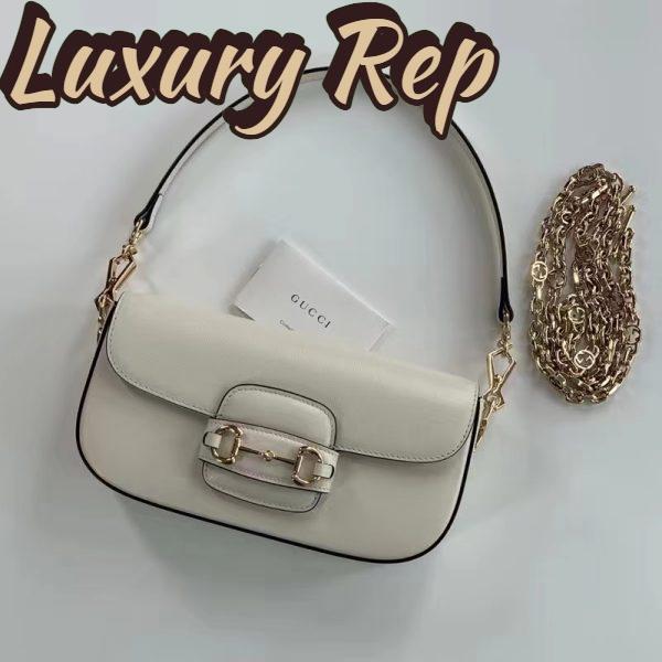 Replica Gucci Women Horsebit 1955 Small Shoulder Bag White Leather 4