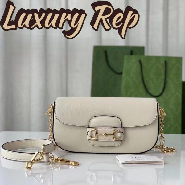 Replica Gucci Women Horsebit 1955 Small Shoulder Bag White Leather 5