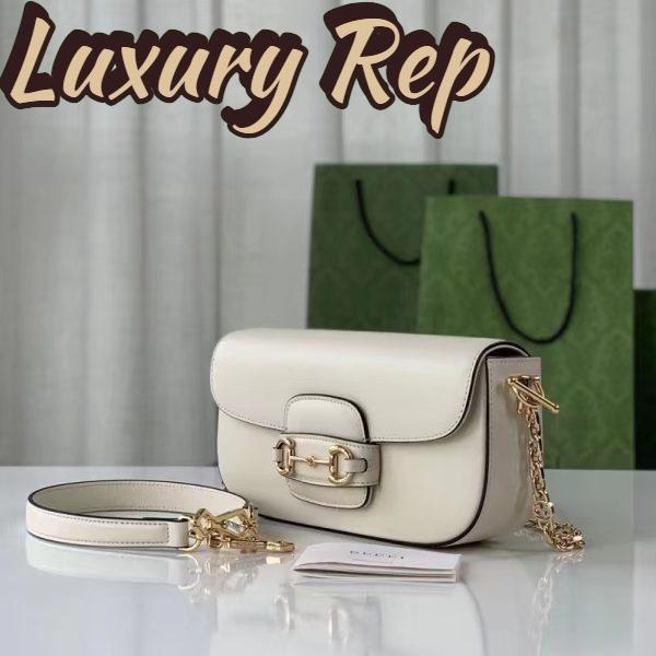 Replica Gucci Women Horsebit 1955 Small Shoulder Bag White Leather 6