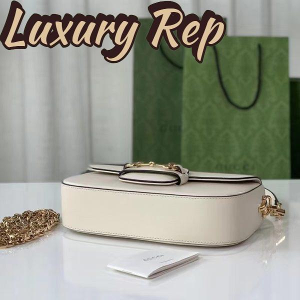 Replica Gucci Women Horsebit 1955 Small Shoulder Bag White Leather 8