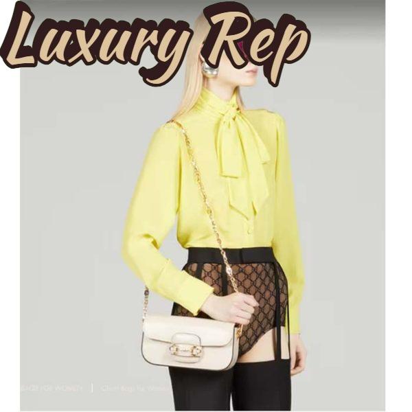 Replica Gucci Women Horsebit 1955 Small Shoulder Bag White Leather 14