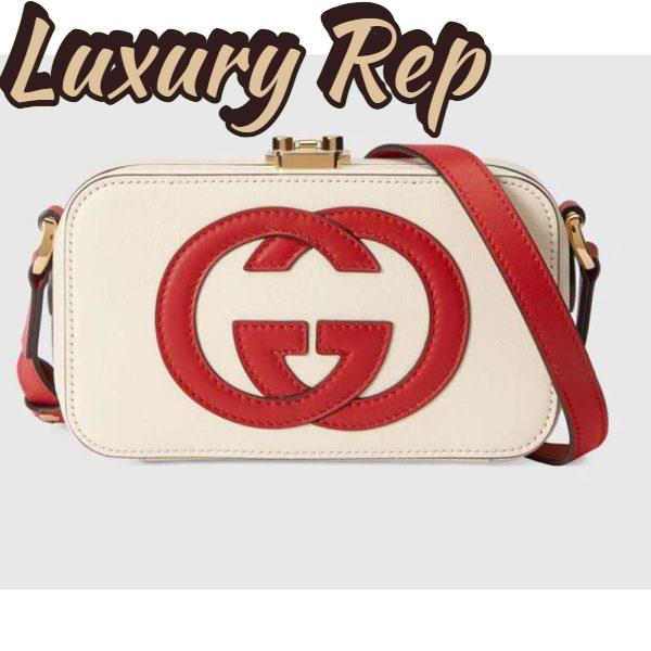 Replica Gucci Women Interlocking G Mini Bag White and Red Leather Interlocking G