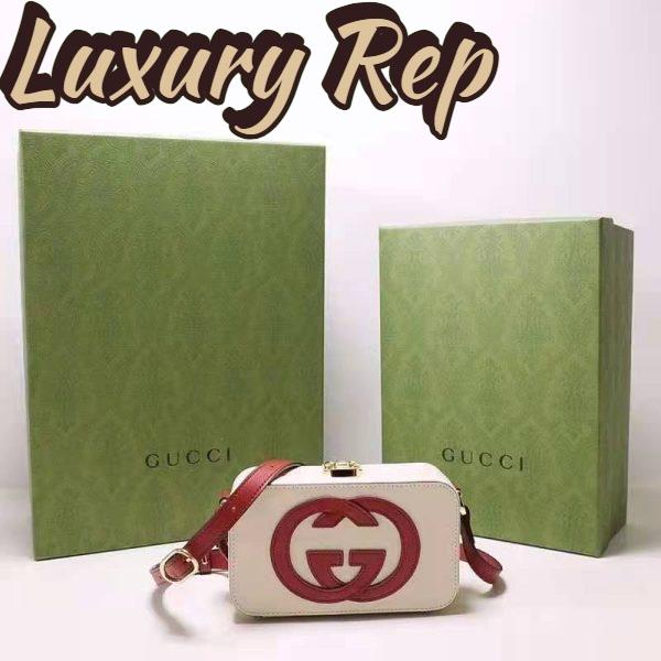 Replica Gucci Women Interlocking G Mini Bag White and Red Leather Interlocking G 3