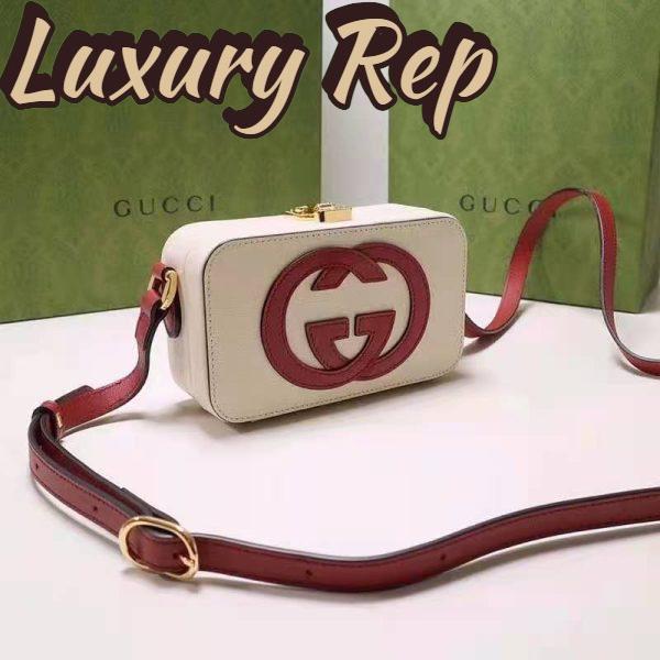 Replica Gucci Women Interlocking G Mini Bag White and Red Leather Interlocking G 5