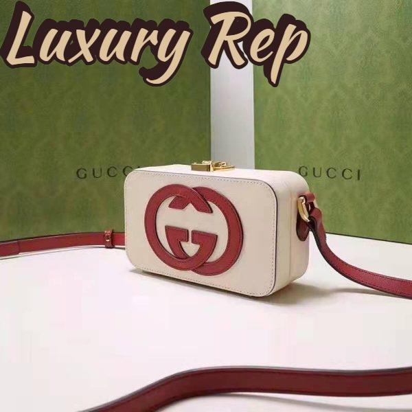 Replica Gucci Women Interlocking G Mini Bag White and Red Leather Interlocking G 6