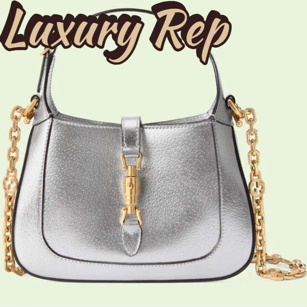 Replica Gucci Women Jackie 1961 Lamé Mini Bag Silver Lamé Leather