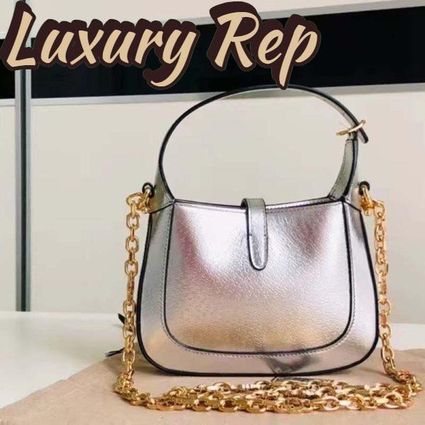 Replica Gucci Women Jackie 1961 Lamé Mini Bag Silver Lamé Leather 4