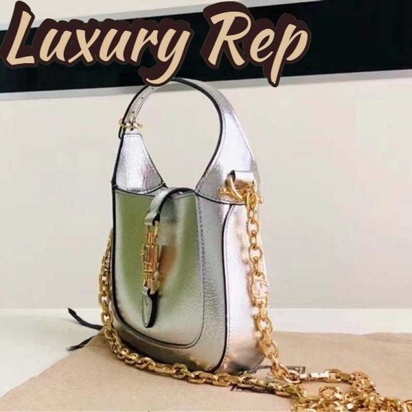 Replica Gucci Women Jackie 1961 Lamé Mini Bag Silver Lamé Leather 6