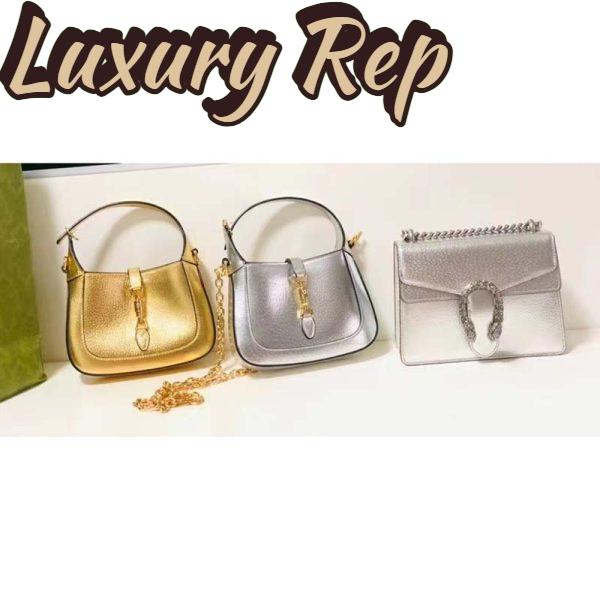 Replica Gucci Women Jackie 1961 Lamé Mini Bag Silver Lamé Leather 8