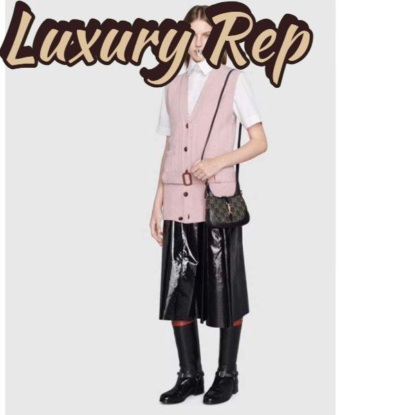 Replica Gucci Women Jackie 1961 Mini Shoulder Bag Black Ivory GG Denim Jacquard 14