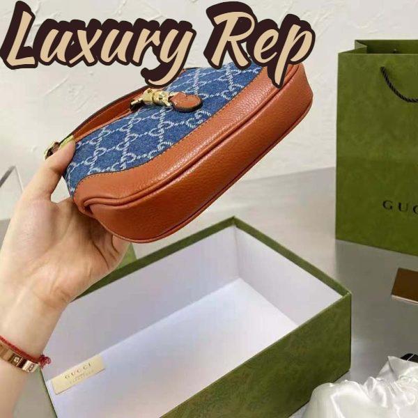 Replica Gucci Women Jackie 1961 Mini Shoulder Bag Washed Organic GG Jacquard Denim 6