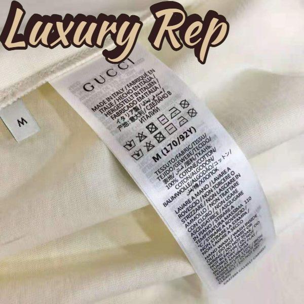 Replica Gucci Men Interlocking G Stripe Print T-Shirt Cotton Jersey Crewneck Oversize Fit-White 11