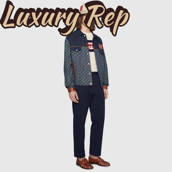 Replica Gucci Men Interlocking G Stripe Print T-Shirt Cotton Jersey Crewneck Oversize Fit-White 13